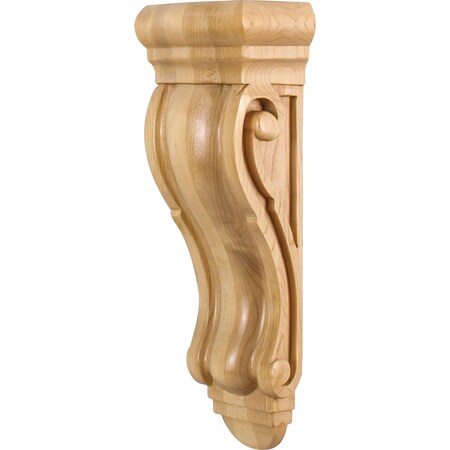Hardware Resources 5" Wx3-5/16"Dx14"H Rubberwood Scrolled Corbel CORQ-5RW